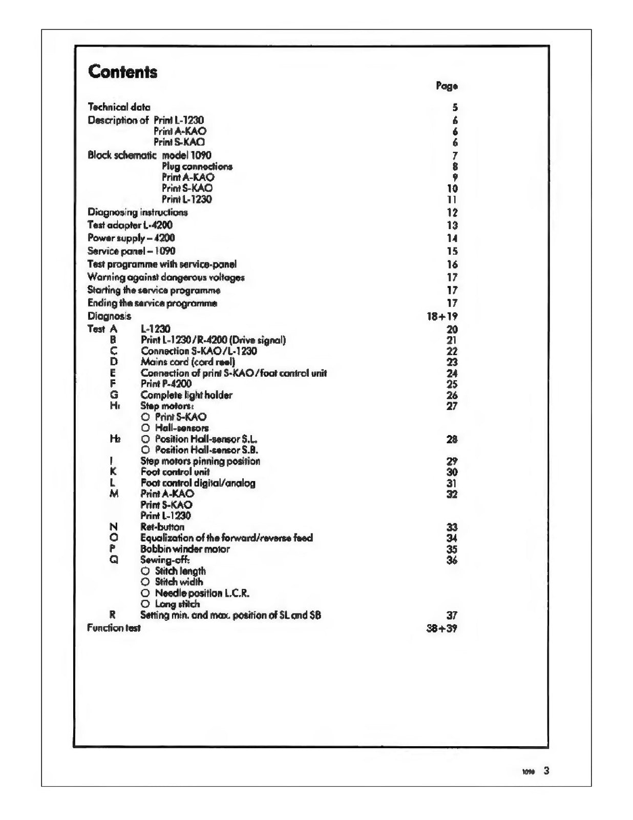 BERNINA 1090 SERVICE Manual (NOT Instruction Manual) - WIRE BOUND - COVERS