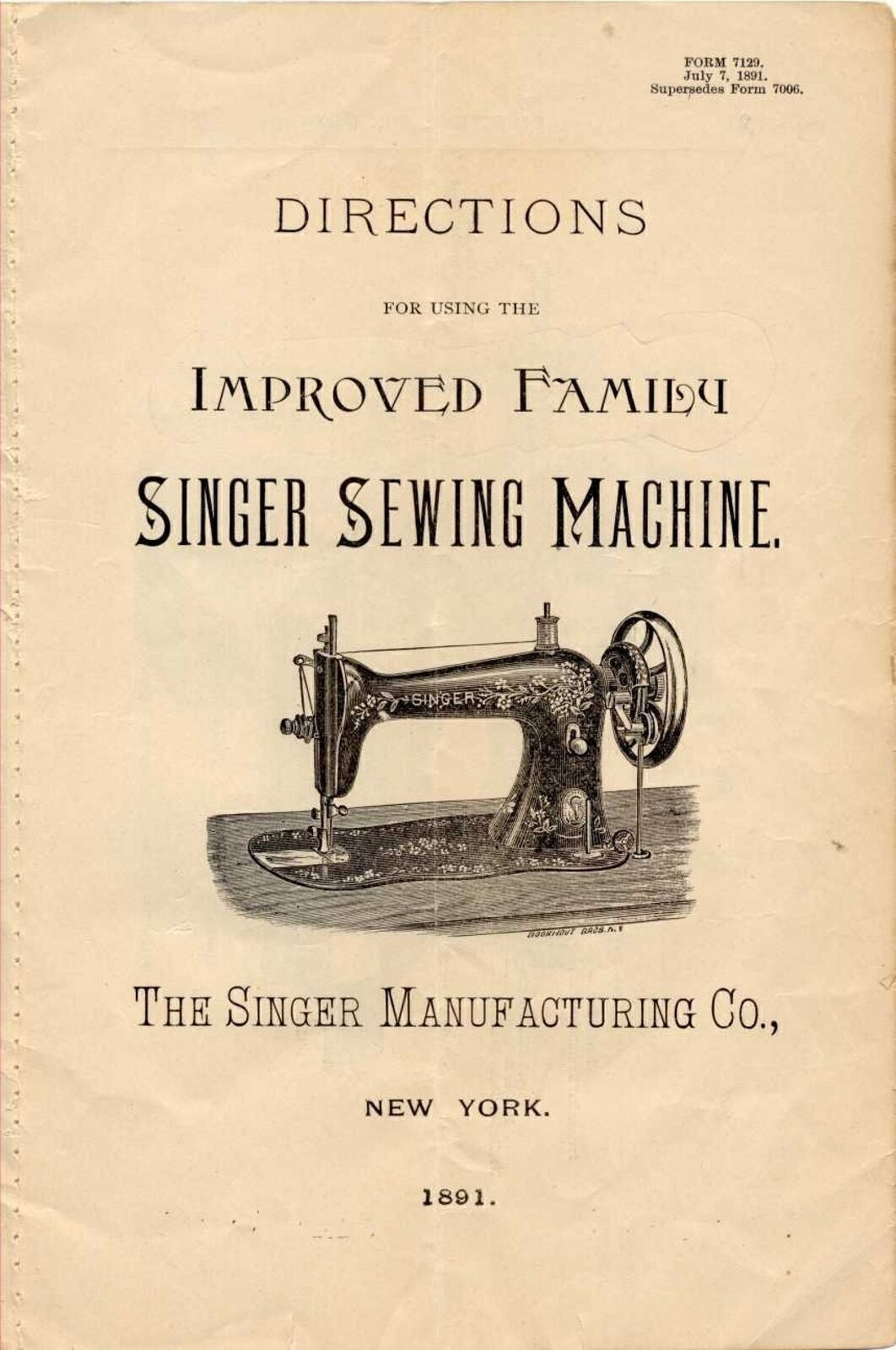 1891 Singer Directions for Improved Family Sewing Machine Manual: WIRE BINDING