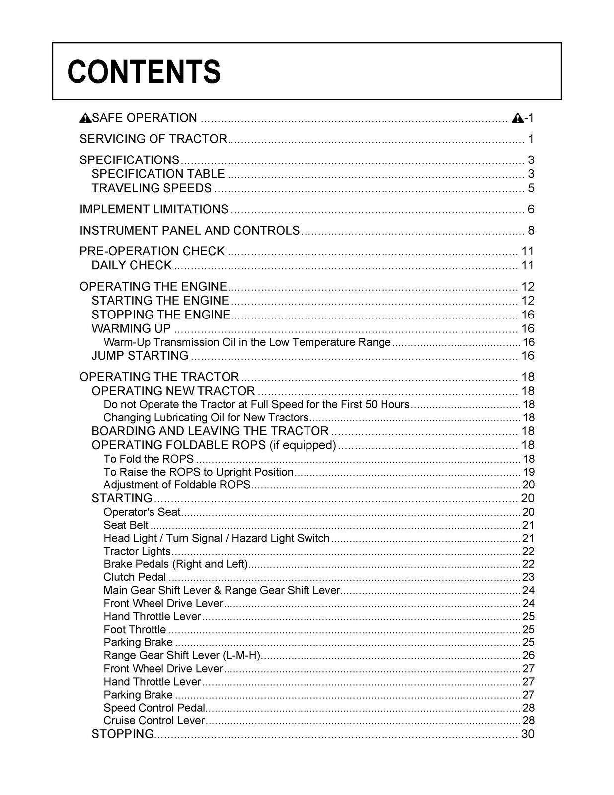 KUBOTA L2501 Tractor Operator's Manual Operation User Guide 97 Pages WIRE BOUND