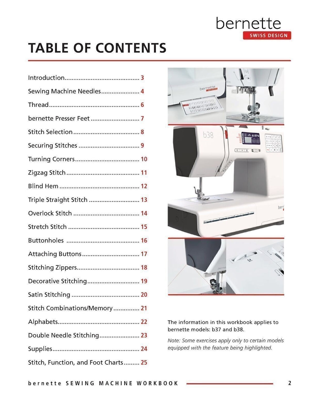BERNINA Bernette B37 B38 Sewing Machine Mastery Workbook - WIRE BOUND