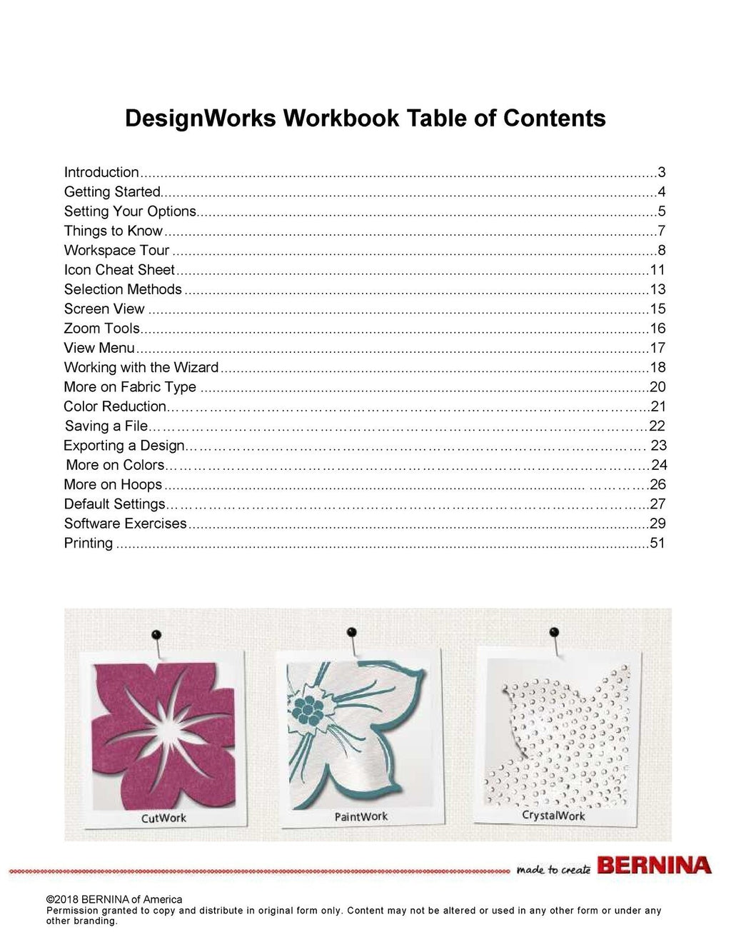 BERNINA DesignWorks Software Workbook 1 Basics - Steel Wire Bound, Tough Covers