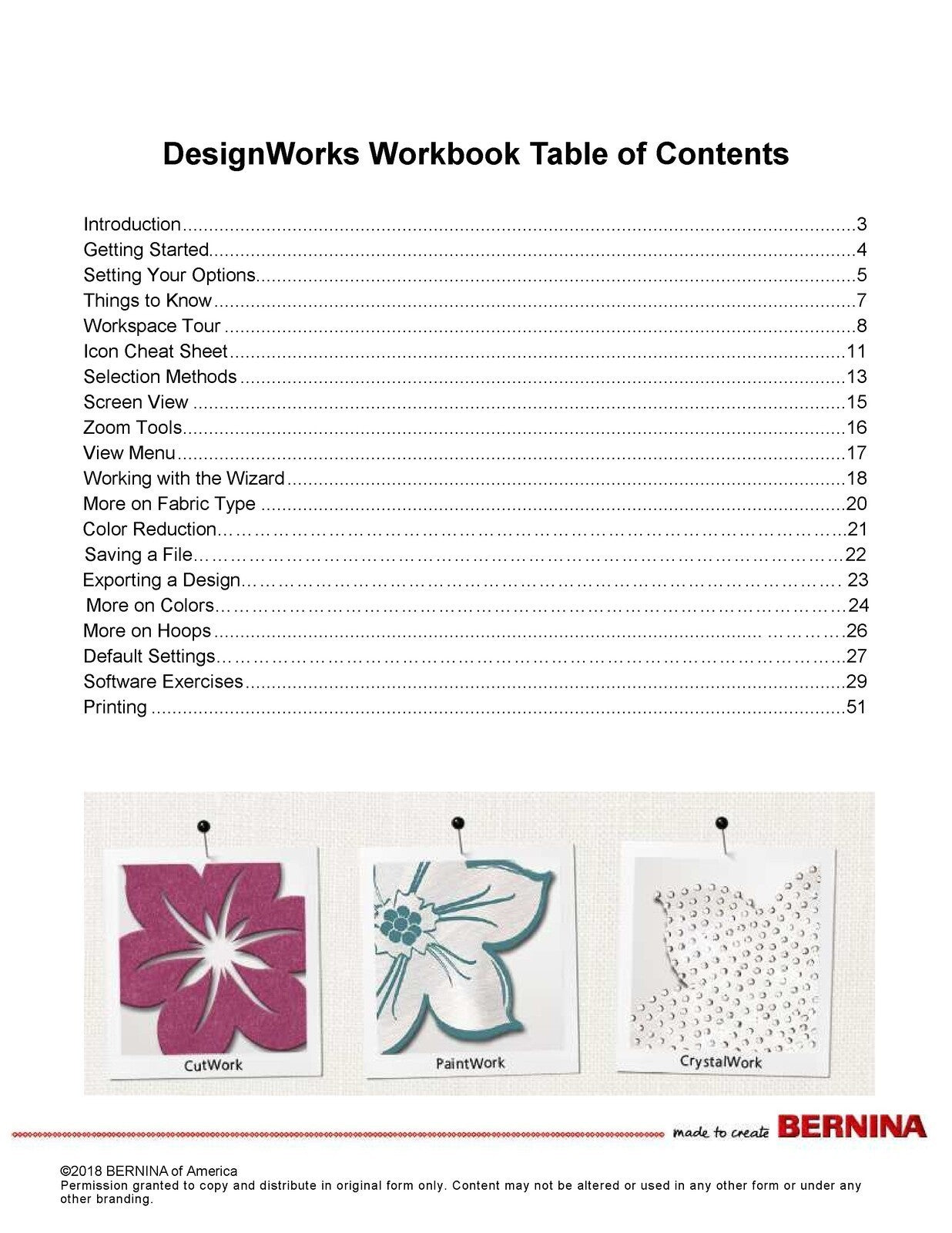 BERNINA DesignWorks Software Workbook 1 Basics - Steel Wire Bound, Tough Covers
