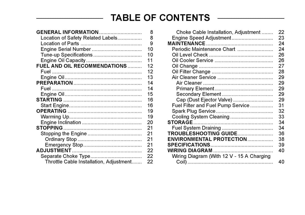 KAWASAKI FX921V FX1000V Gas Engine Owners Manual - WIRE BOUND - TOUGH COVERS
