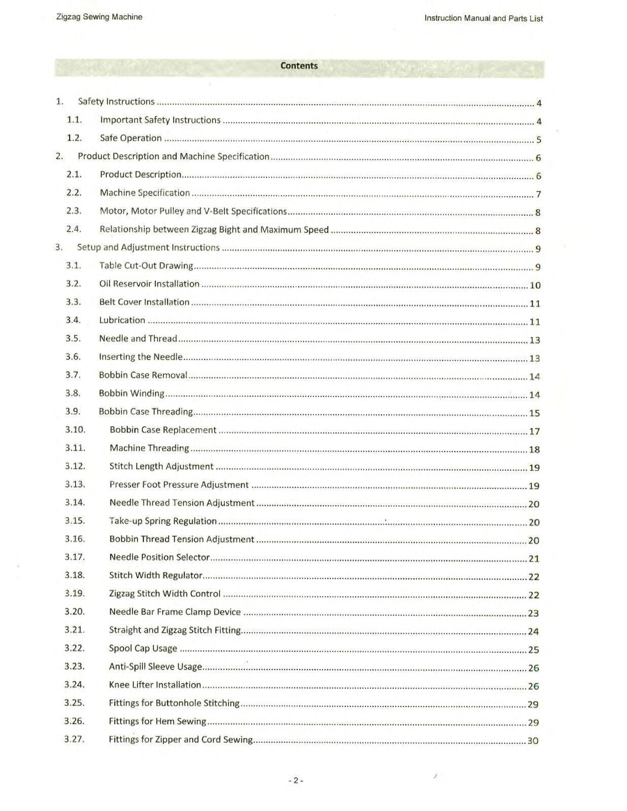 SINGER 20U- 109 109C 112 112C 309 Sewing Machine User Manual DURABLE WIRE BOUND