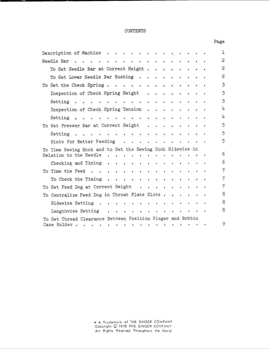 SINGER 188U31-33-35 Sewing Machine User Manual Guide [DURABLE WIRE BINDING]
