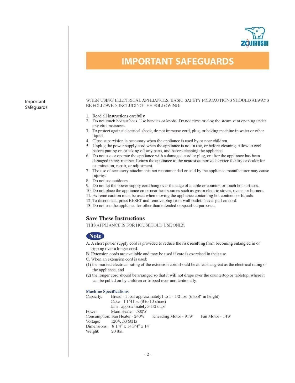 ZOJIRUSHI BBCC-S15A User Manual Owners Instruction Booklet Plus LOTS of Recipes!