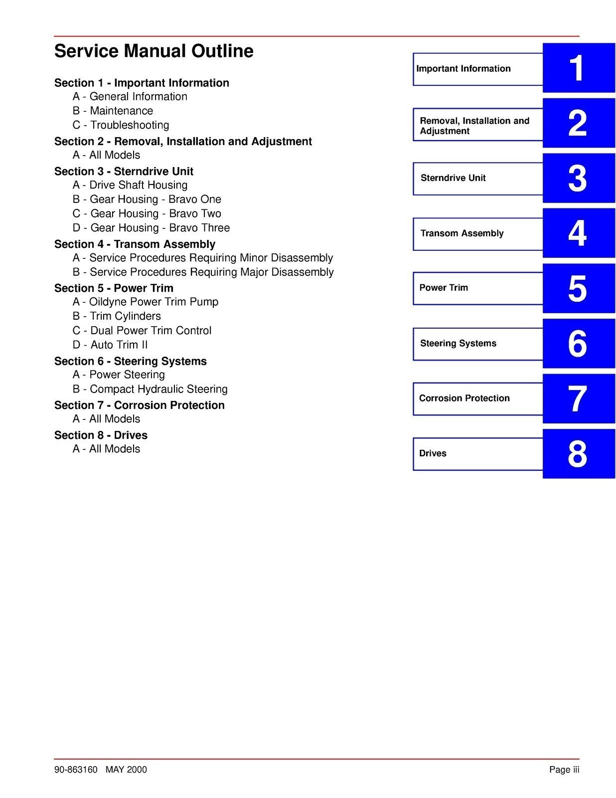 MERCURY MerCruiser Bravo Sterndrives No. 28 Service Manual - WIRE BOUND - COVERS