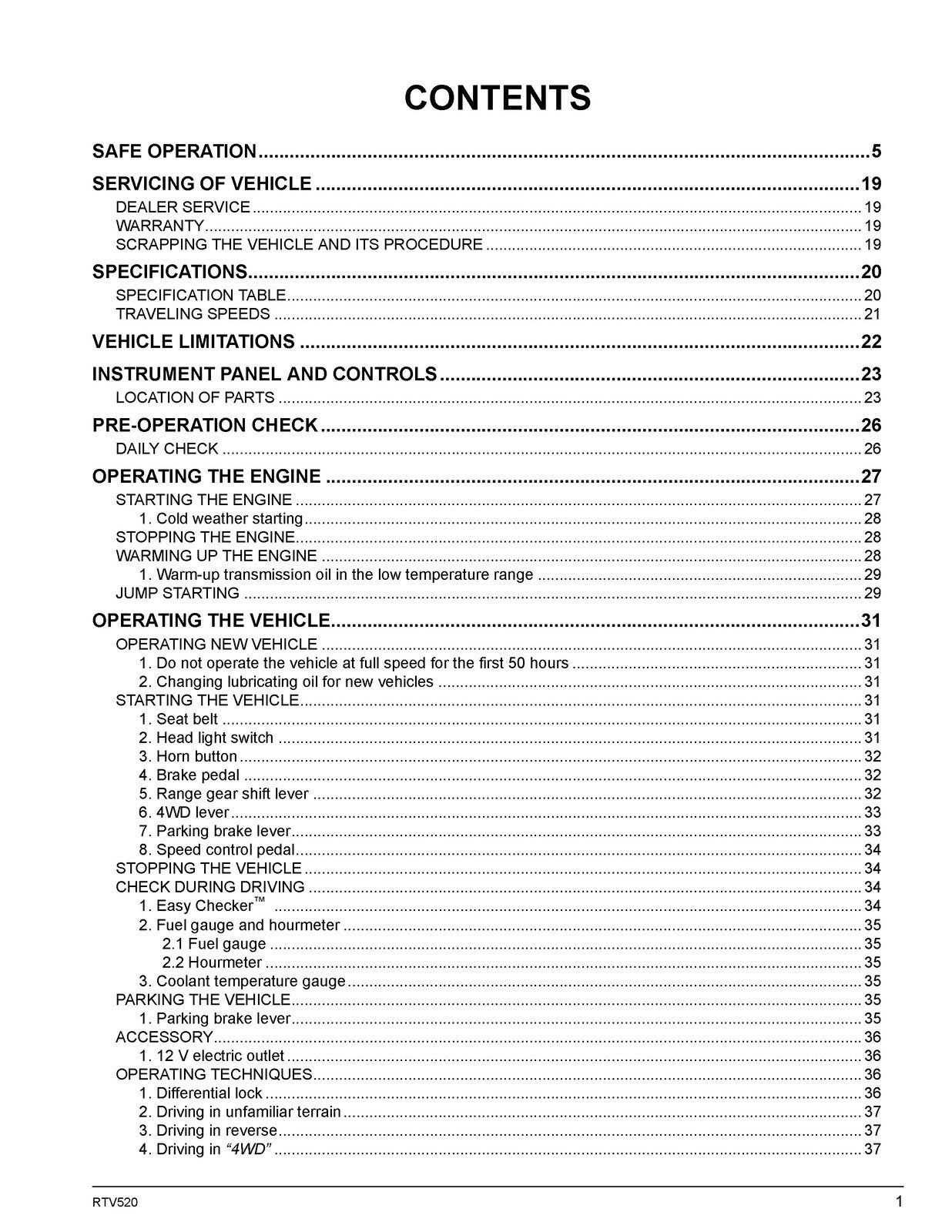 KUBOTA RTV520 Utility Vehicle Operators Manual - STEEL WIRE BOUND - TOUGH COVERS