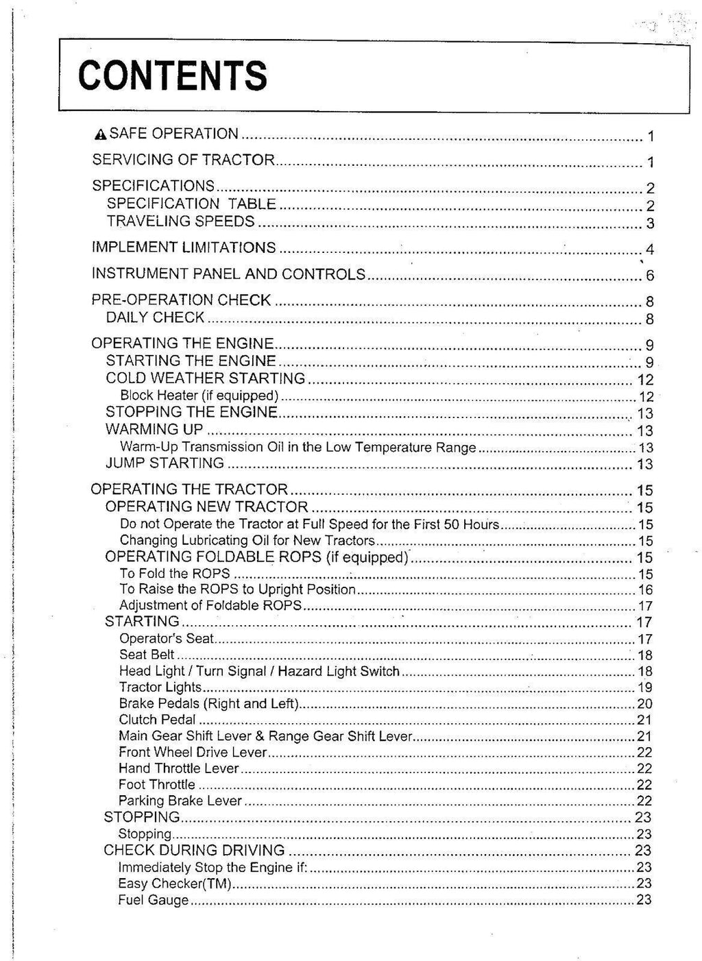 KUBOTA L4400 INSTRUCTION MANUAL - STEEL WIRE BOUND - PROTECTIVE COVERS