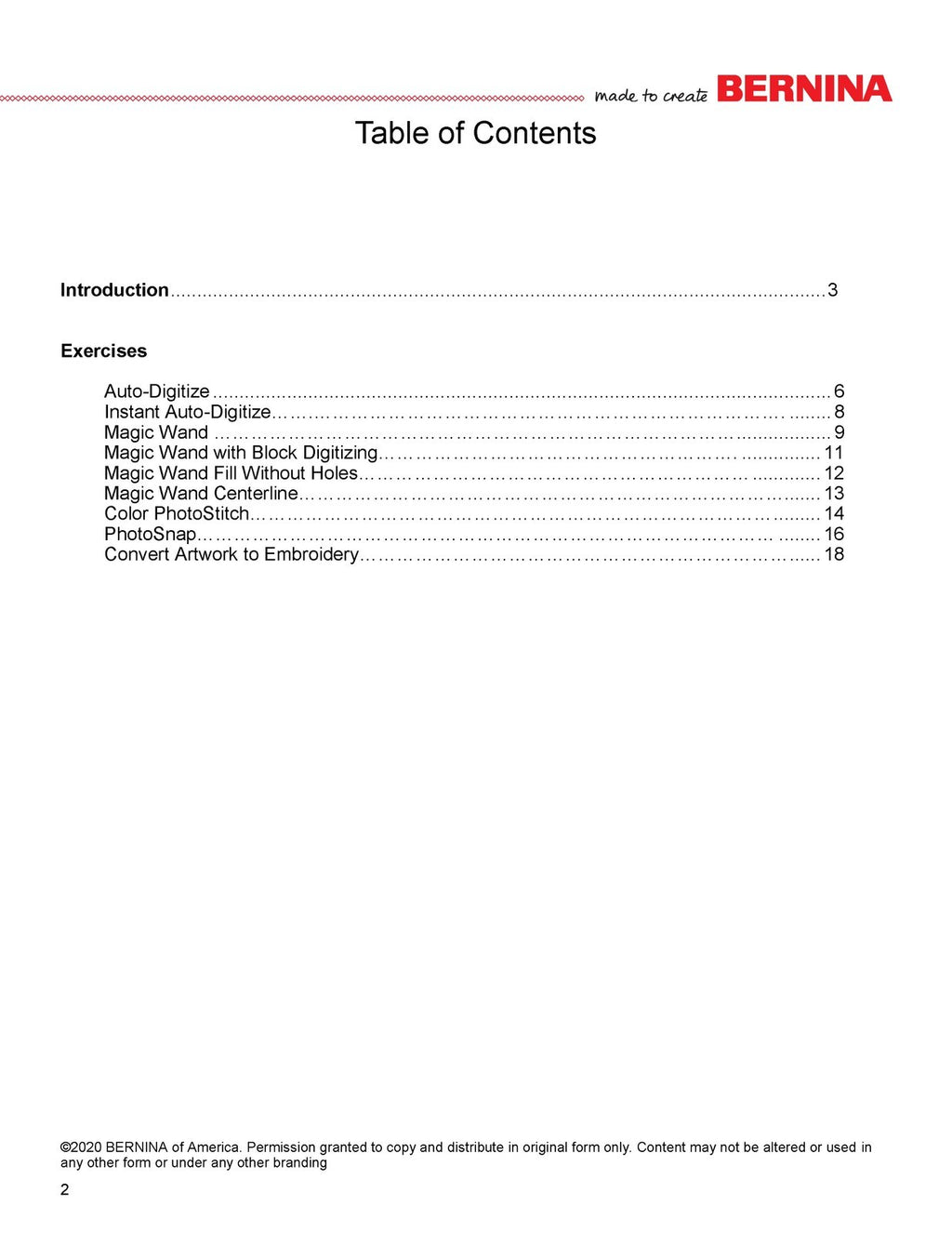 BERNINA Embroidery Software 8.2 WORKBOOK 2 AUTOMATIC DIGITIZING WIRE BOUND COVER