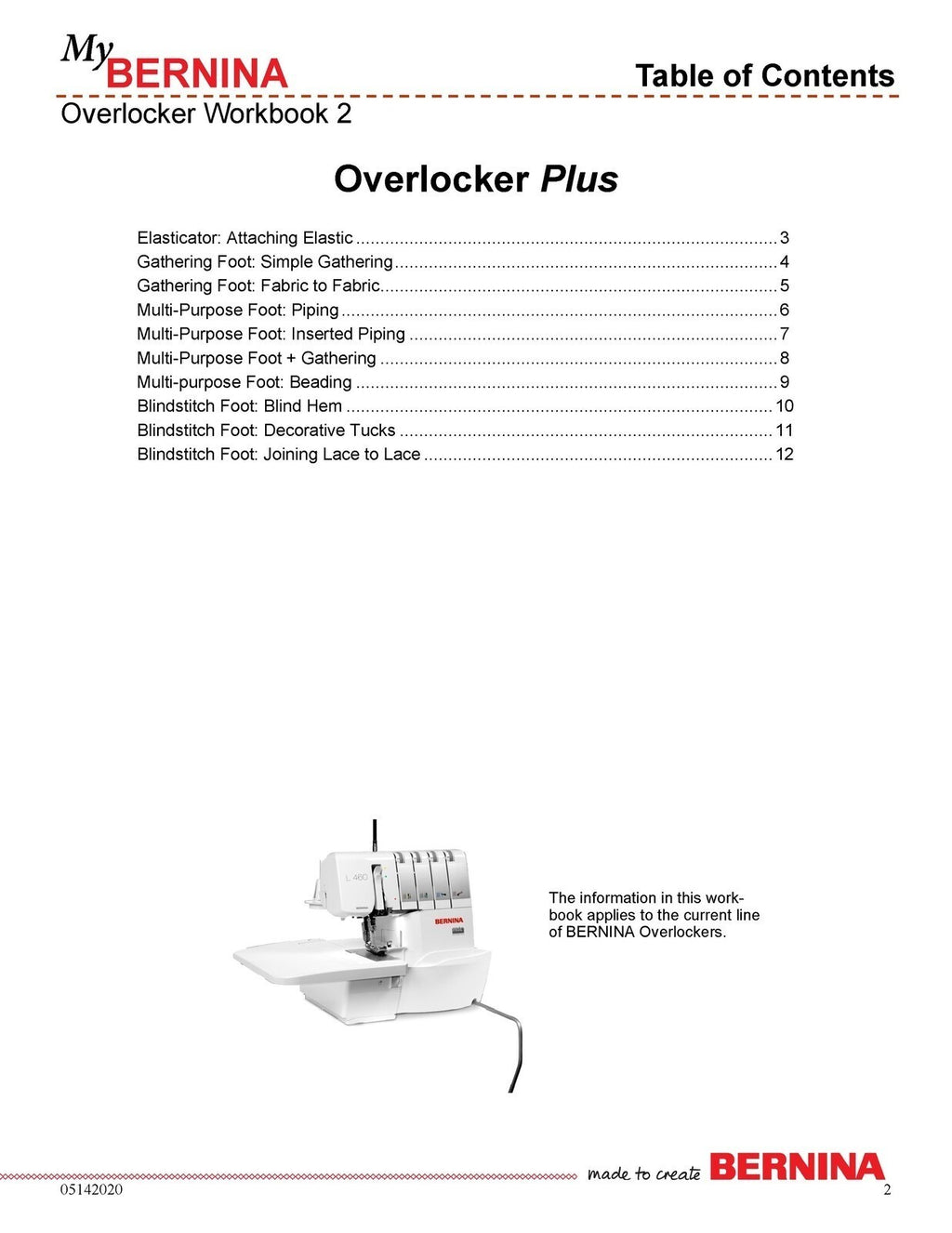 BERNINA Overlocker Workbook 2 Overlocker Plus - STEEL WIRE BOUND - TOUGH COVERS