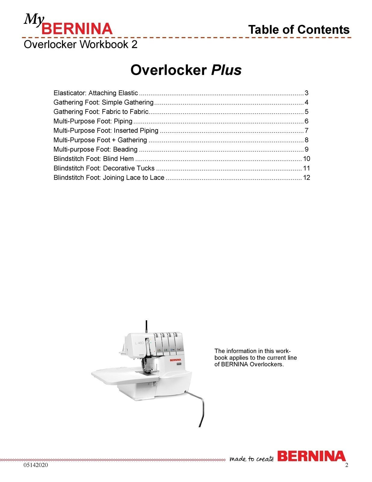BERNINA Overlocker Workbook 2 Overlocker Plus - STEEL WIRE BOUND - TOUGH COVERS