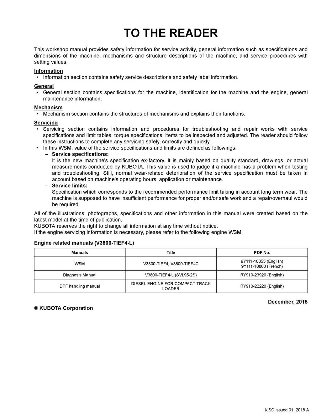 KUBOTA SVL95-2s COMPACT TRACK LDR WORSHOP MANUAL - BOUND - COVERS - XL FOLDOUTS