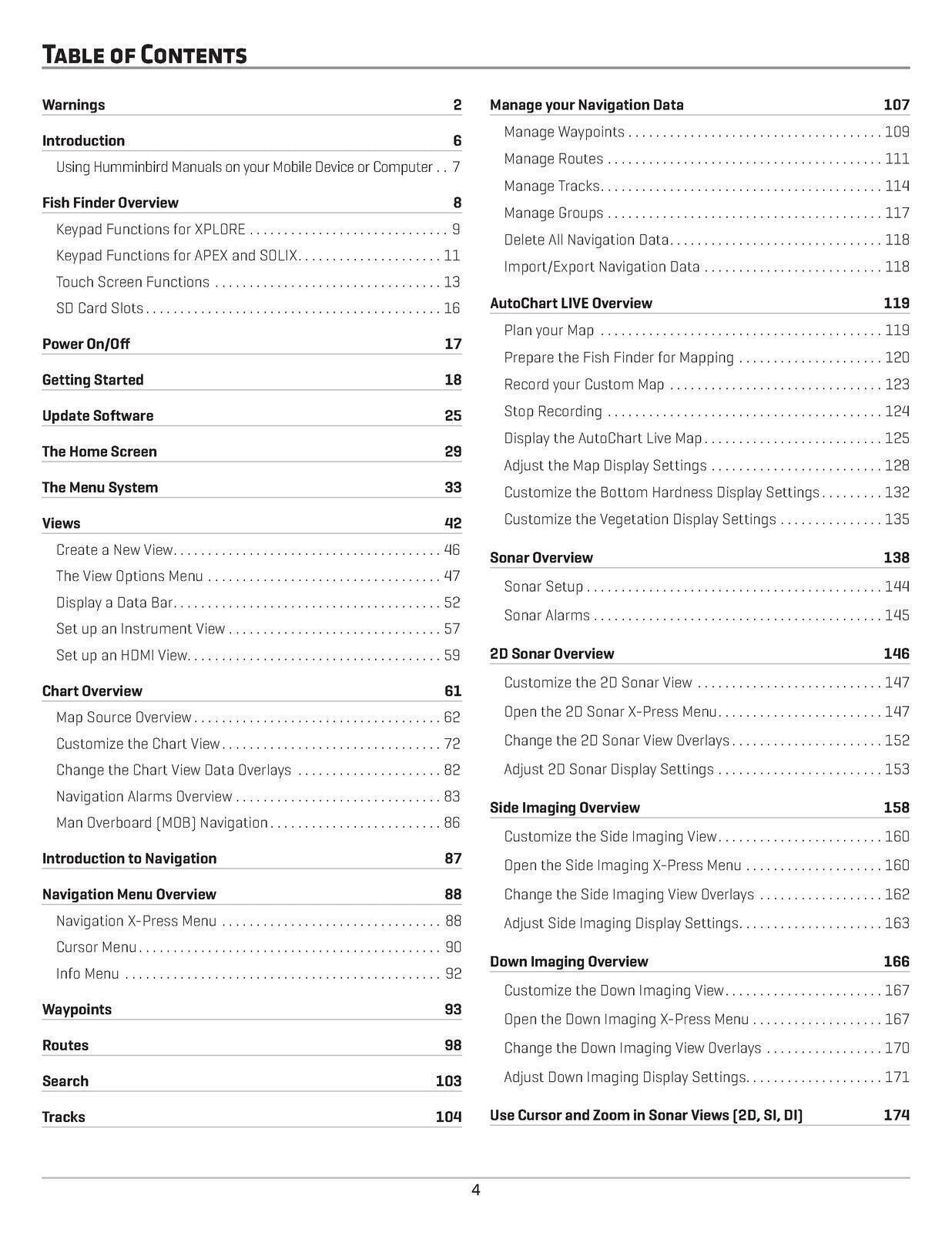 HUMMINBIRD XPLORE APEX & SOLIX User Manual Operation Guide - TOUGH WIRE BINDING