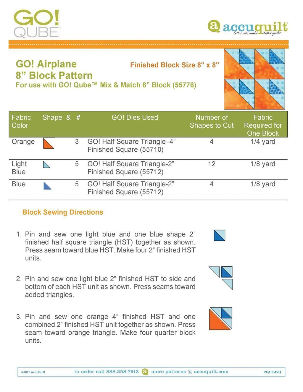 AccuQuilt Go! Qube Manual 8" 3-in-1: BLOCK, CORNERS & ANGLES, 433 PG  Wire Bound