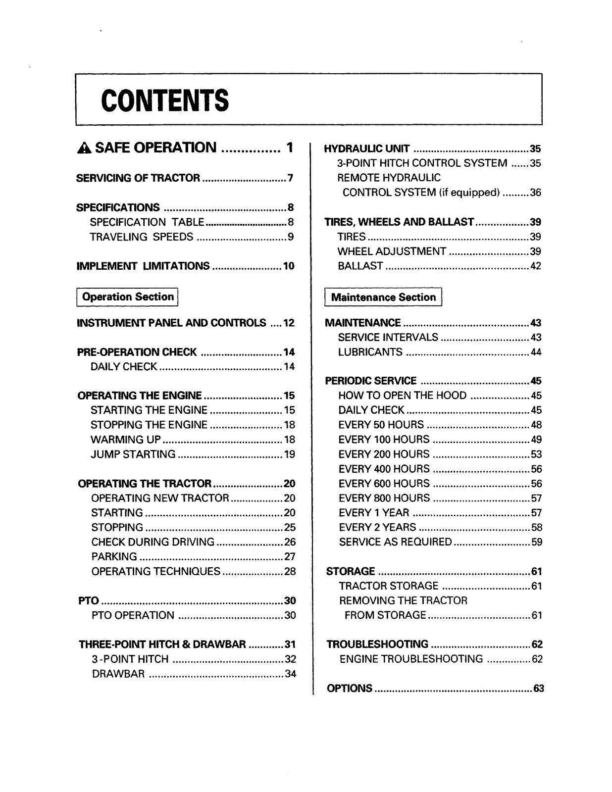 Kubota Tractor M4700 M5400 Operators Manual: 72 Pages