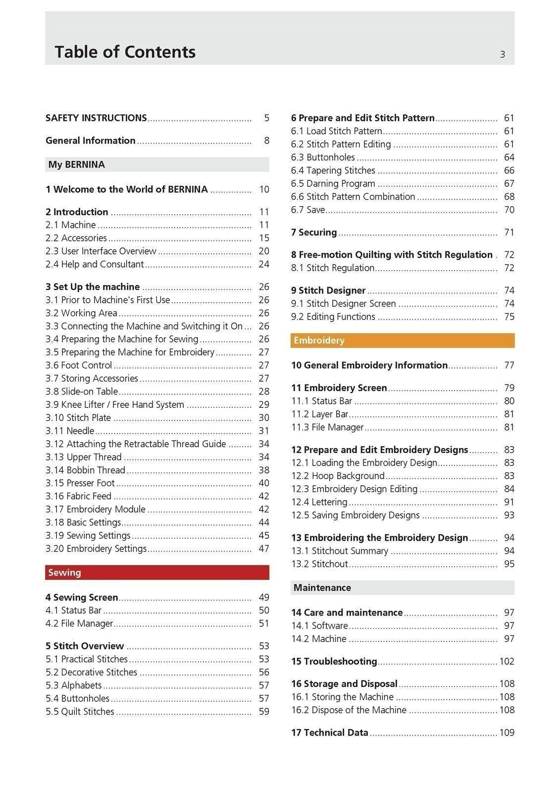 BERNINA 990 Sewing Machine User Manual - WIRE BOUND - THICK PROTECTIVE COVERS