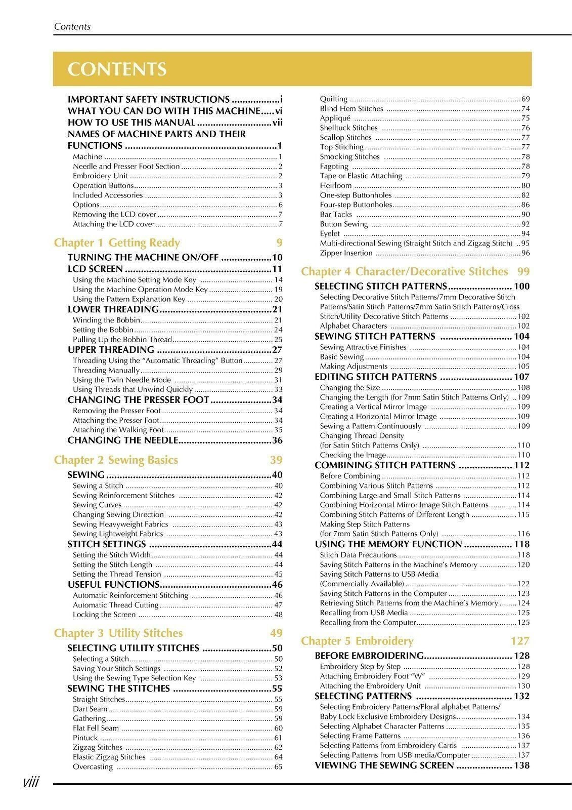 Baby Lock Ellegante BLG User Manual Owners Instruction Guide - TOUGH WIRE BOUND