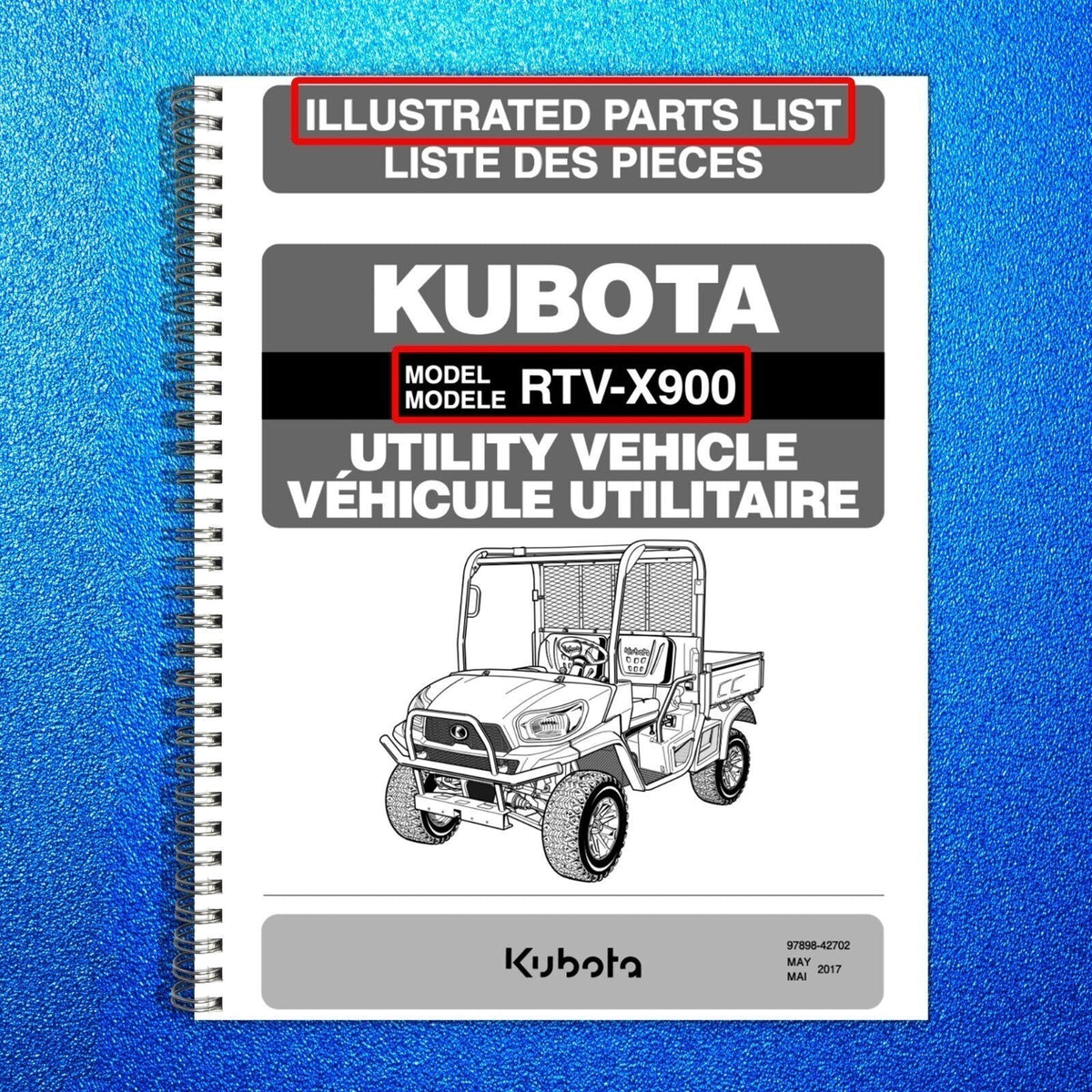 KUBOTA RTV-X900 BUNDLE: OPERATORS, WORKSHOP & PARTS MANUALS: 950 PG, XL FOLDOUTS