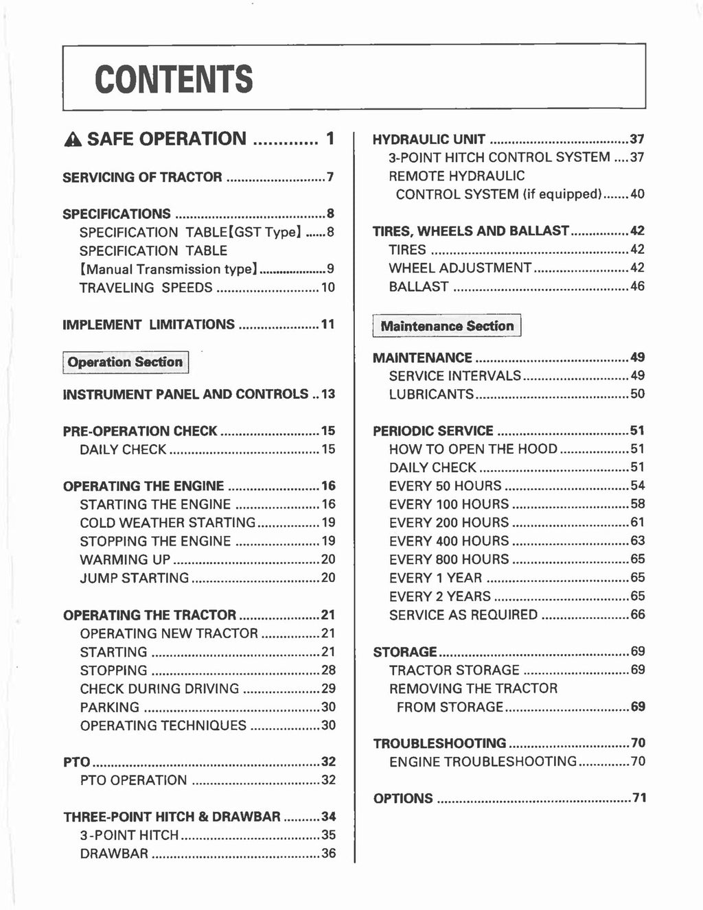 KUBOTA L2900 L3300 L3600 L4200 OPERATION MANUAL - WIRE BOUND - PROTECTIVE COVERS
