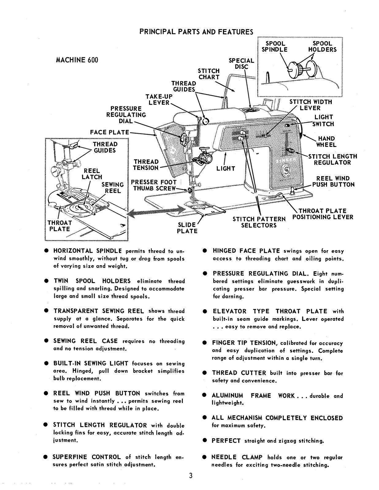 SINGER 600 Touch & Sew Sewing Machine Owners Manual, TOUGH WIRE BINDING w COVERS