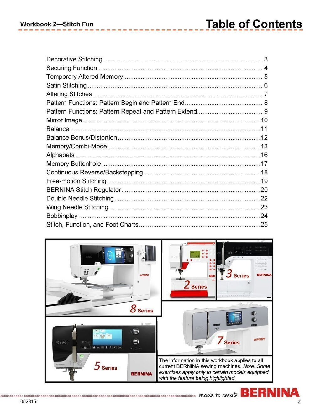 BERNINA Mastery Workbook 2 Stitch Fun (for ALL Bernina Machines except 1008)