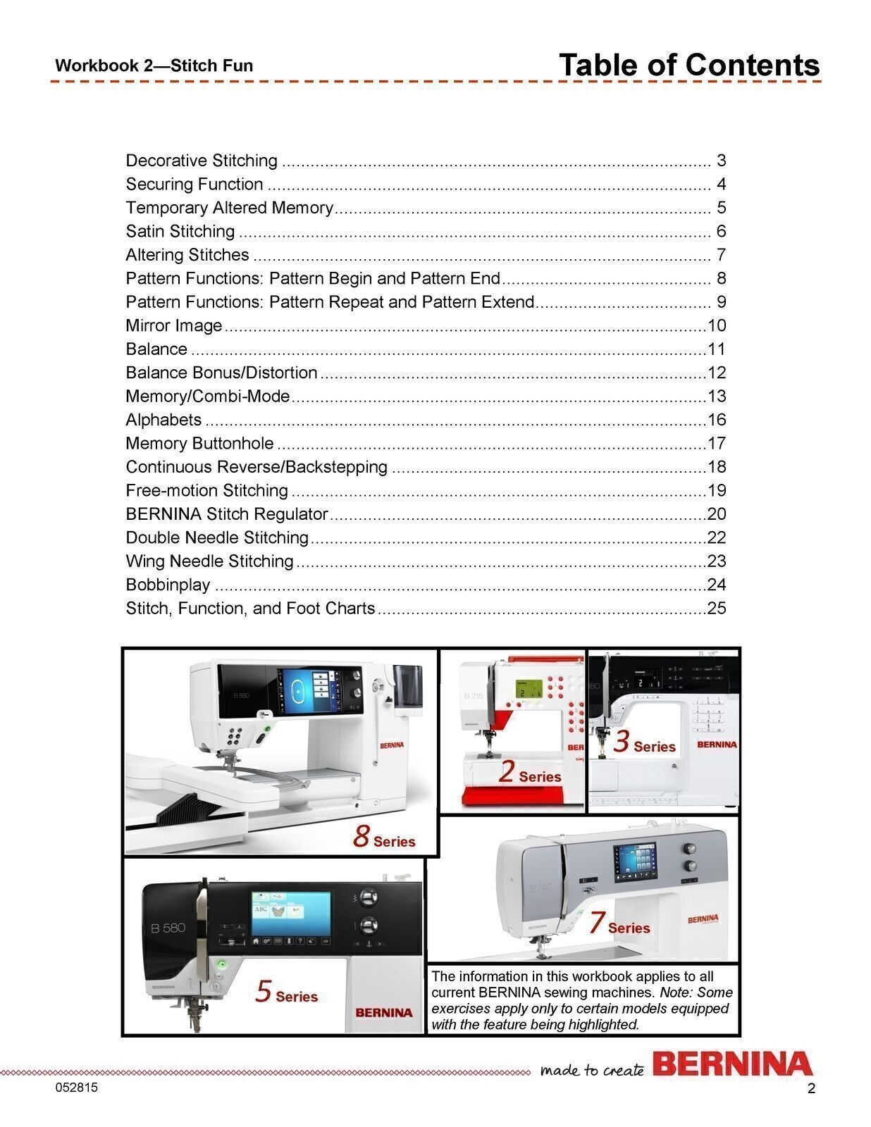 BERNINA Mastery Workbook 2 Stitch Fun (for ALL Bernina Machines except 1008)