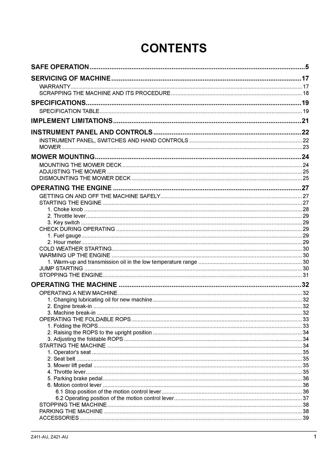 KUBOTA Z411-AU Z421-AU ZERO TURN MOWER OPERATORS MANUAL - WIRE BOUND - COVERS