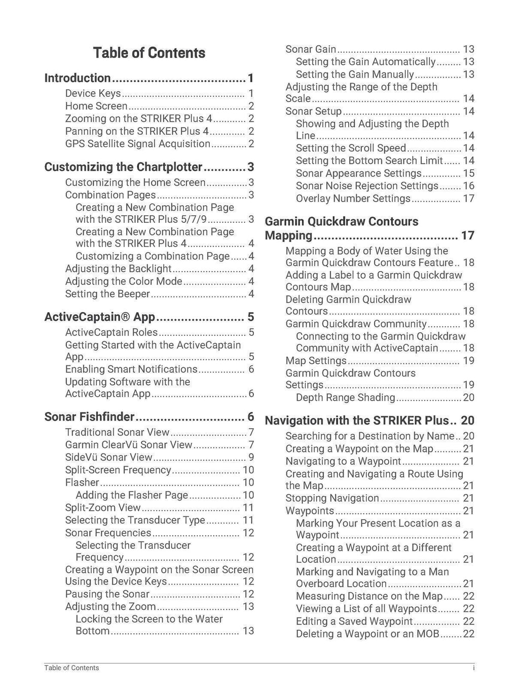 Garmin Striker Plus Series 4CV 5CV 7SV 7CV 9SV Owners Manual Instructions