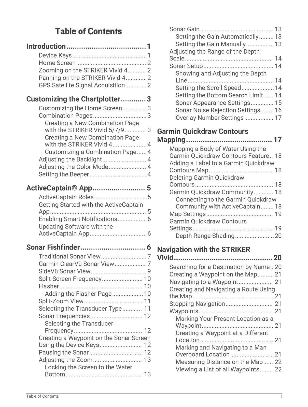 Garmin Striker Vivid Series 4CV 5CV 7CV 9CV Owners Manual Instruction Guide