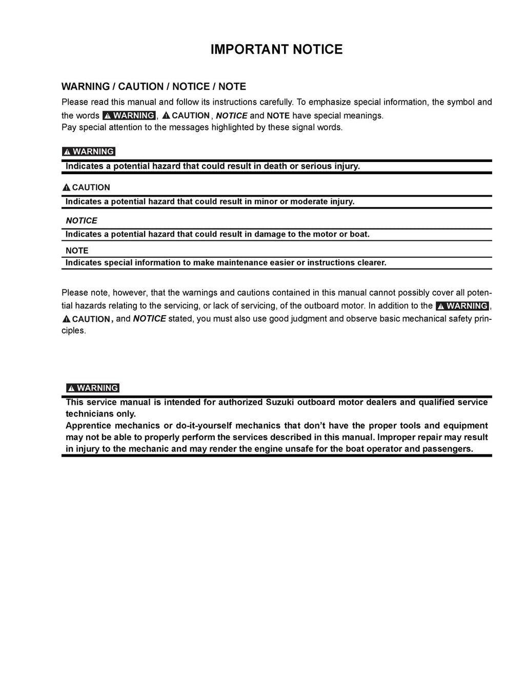 SUZUKI DF115B DF115BZ DF140B DF140BZ SERVICE MANUAL - WIRE BOUND - TOUGH COVERS