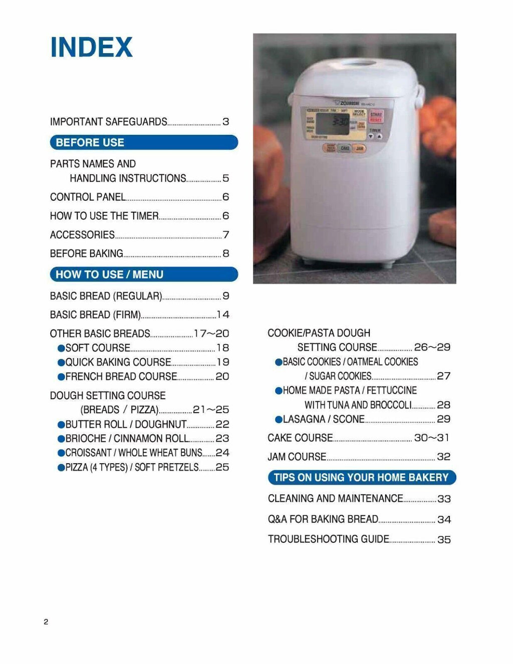 Zojirushi BB-HAC10 Home Bakery Mini Bread Machine Owners Manual User Guide
