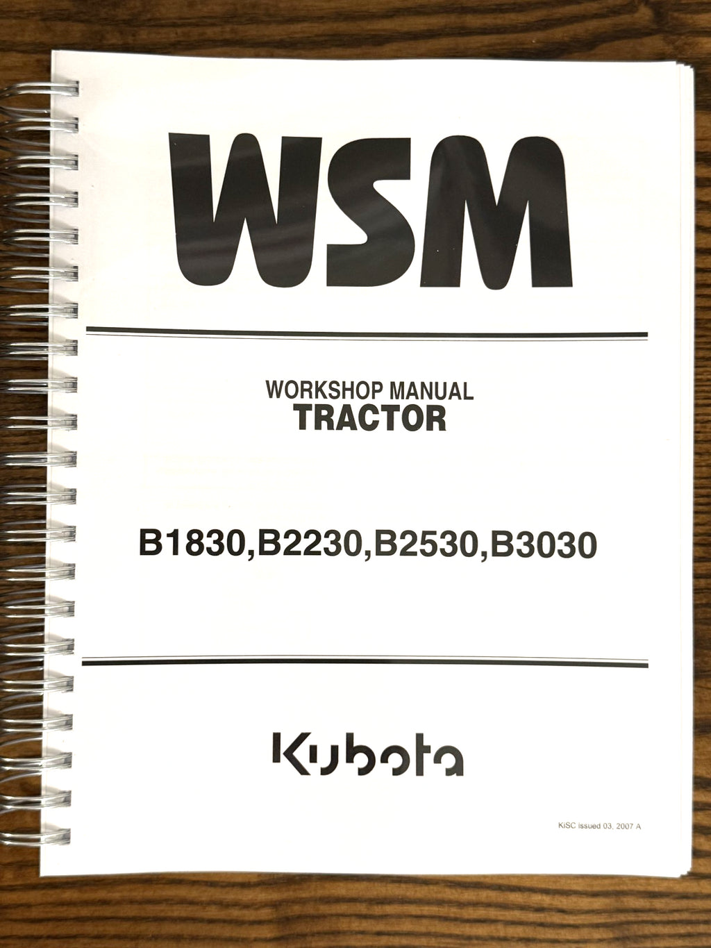 Kubota B1830 B2230 B2530 B3030 WORKSHOP MANUAL, WIRE BOUND, XL FOLDOUT PAGES!