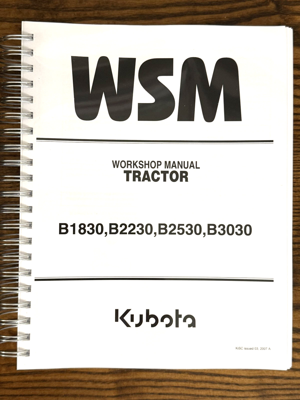 Kubota B1830 B2230 B2530 B3030 WORKSHOP MANUAL, WIRE BOUND, XL FOLDOUT PAGES!
