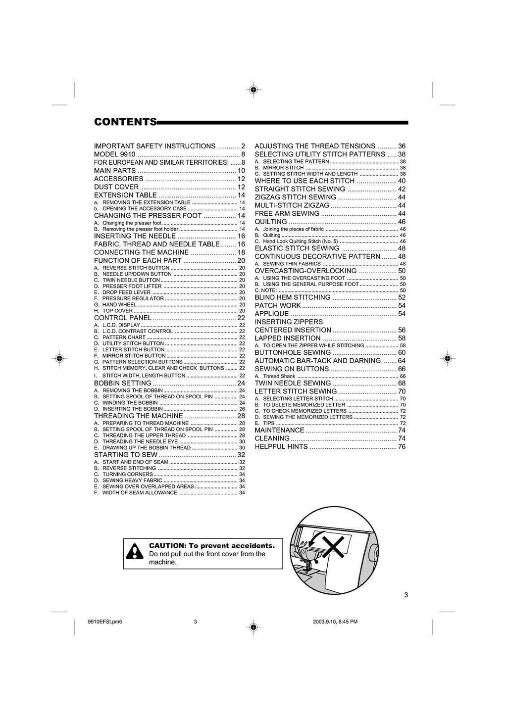 SINGER 9910 Sewing Machine User Manual Operation Guide - TOUGH WIRE BINDING