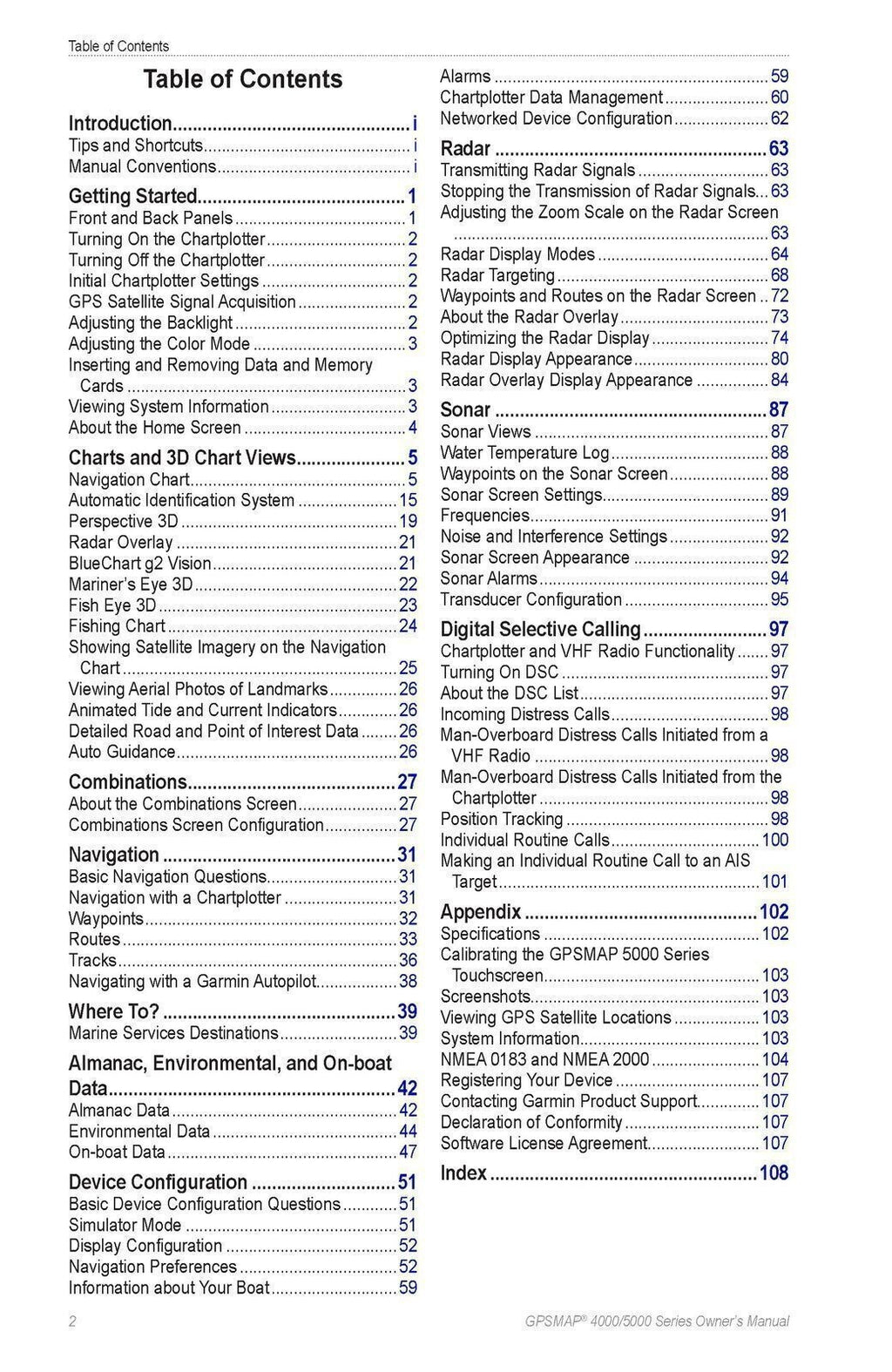 GARMIN GPSMAP 4000 5000 Series Owners Manual - STEEL WIRE BOUND