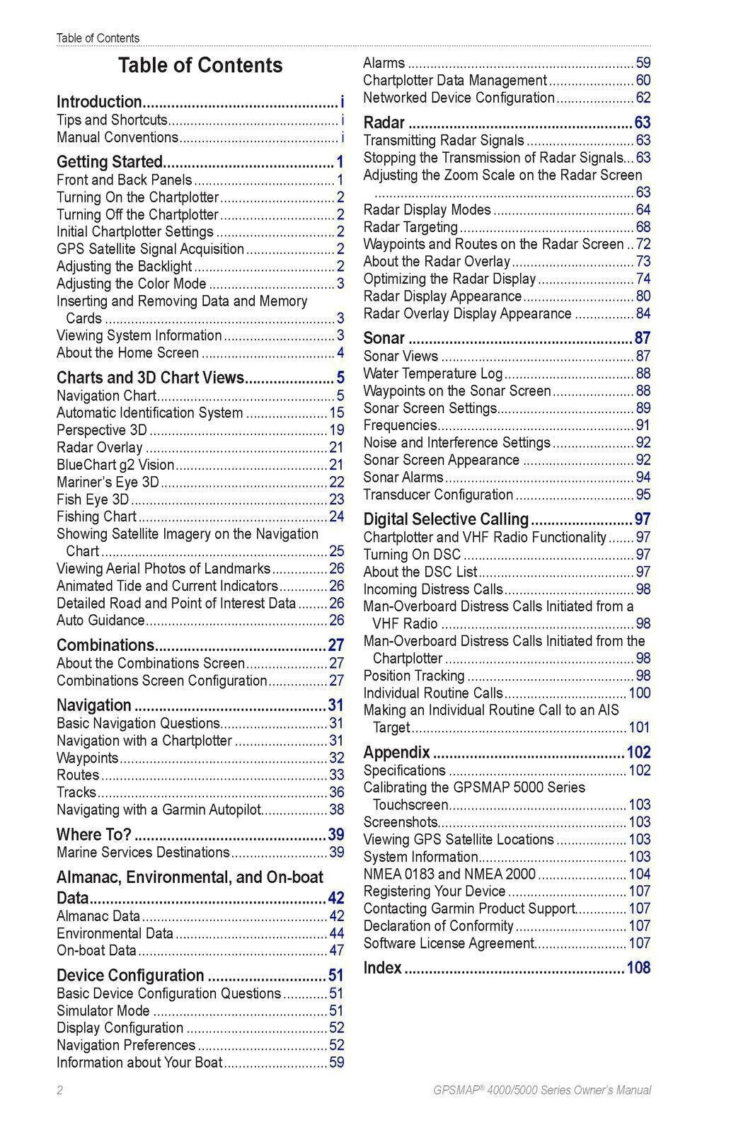 GARMIN GPSMAP 4000 5000 Series Owners Manual - STEEL WIRE BOUND
