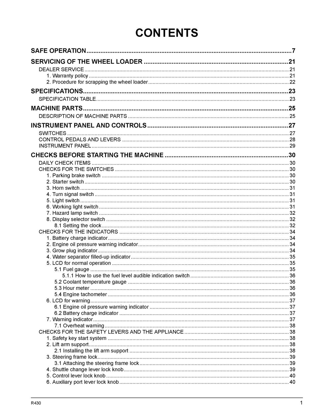 KUBOTA R430 WHEEL LOADER OPERATORS MANUAL - STEEL WIRE BOUND - PROTECTIVE COVERS