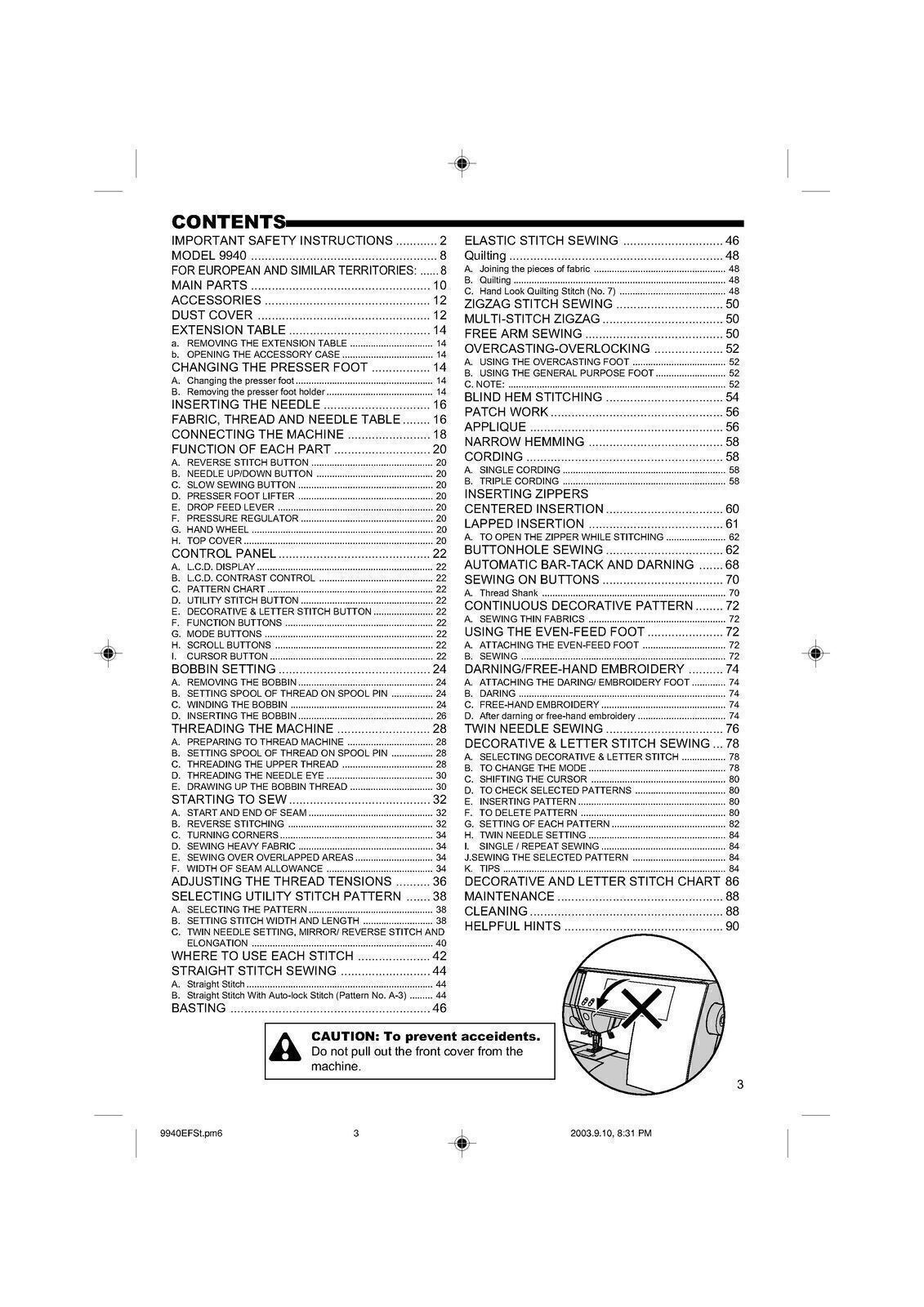 SINGER 9940 Sewing Machine User Manual Owners Guide [WIRE BOUND]