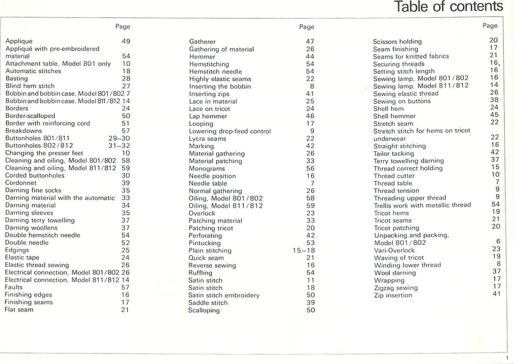 BERNINA 801 802 811 812 Sewing Machine Instruction Manual - WIRE BOUND - COVERS