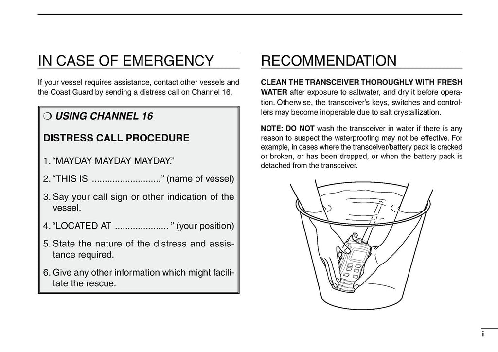 ICOM IC-M72 MARINE TRANSCEIVER INSTRUCTION MANUAL - WIRE BOUND - TOUGH COVERS