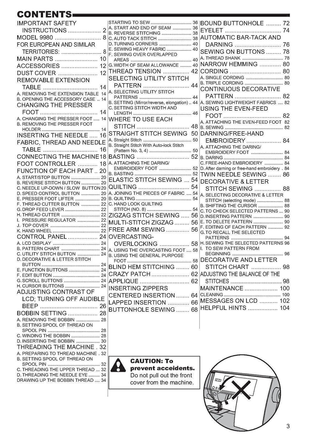 SINGER 9980 Sewing Machine User Manual Operation Guide [WIRE BOUND UPGRADE]