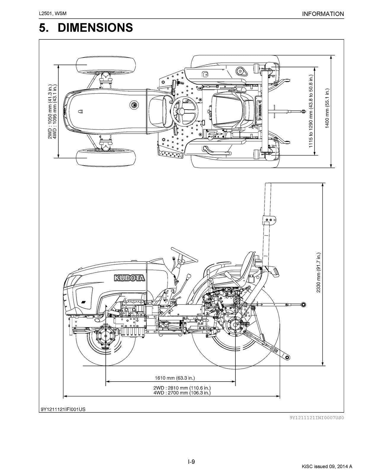 KUBOTA L2501 WORKSHOP MANUAL FOR SERVICE, REPAIR - WIRE BOUND, PROTECTIVE COVERS