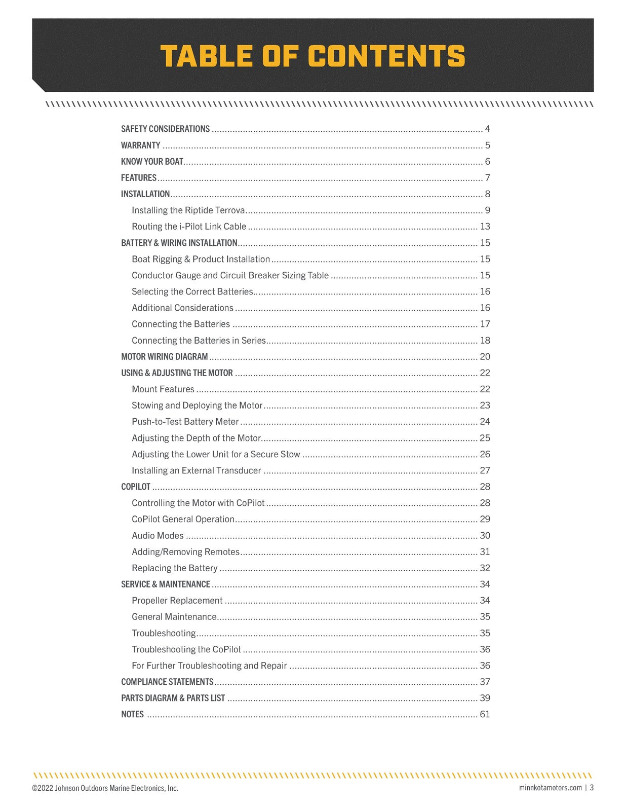 MINN KOTA Riptide Terrova Operators Manual 2022 version - WIRE BOUND - COVERS