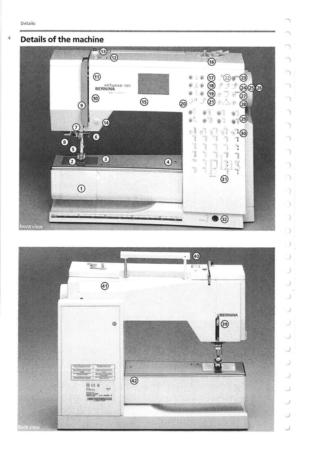 BERNINA Virtuosa 150 160 User Manual Owners Guide - TOUGH WIRE BINDING