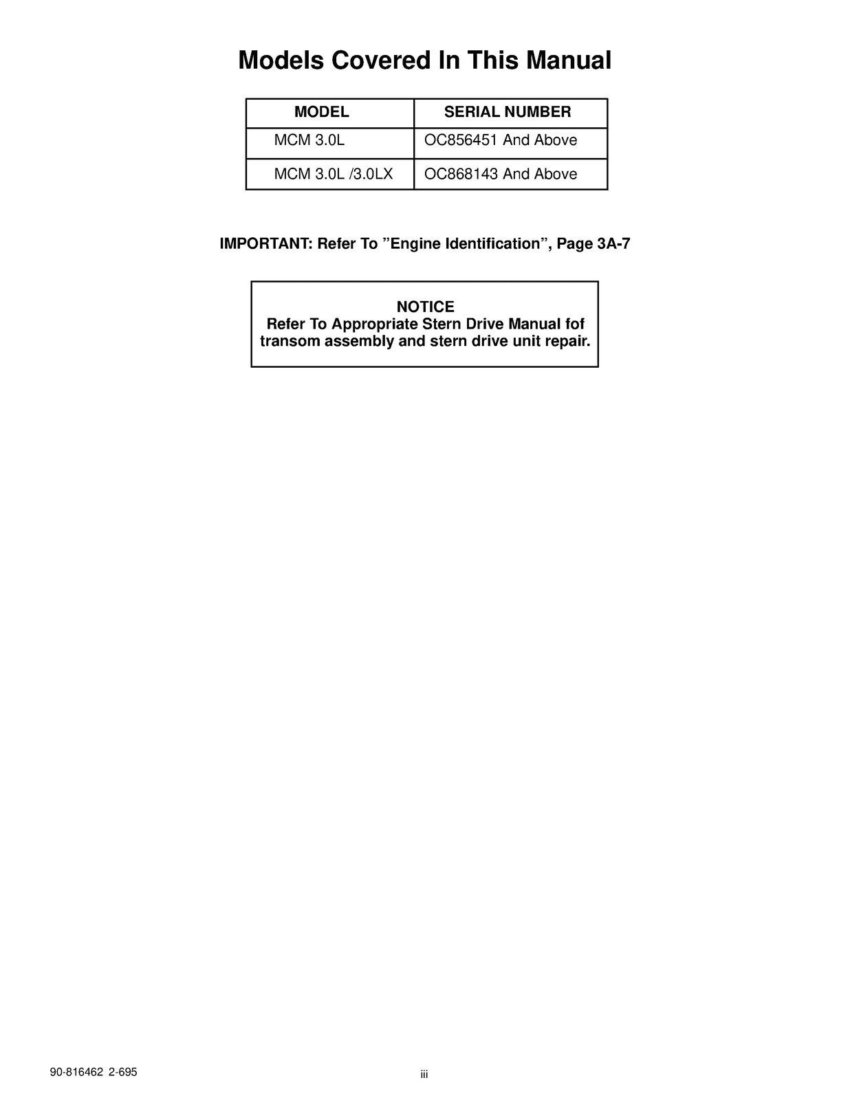 MERCURY MERCRUISER NO. 13 MARINE ENGINES SERVICE MANUAL - WIRE BOUND - COVERS