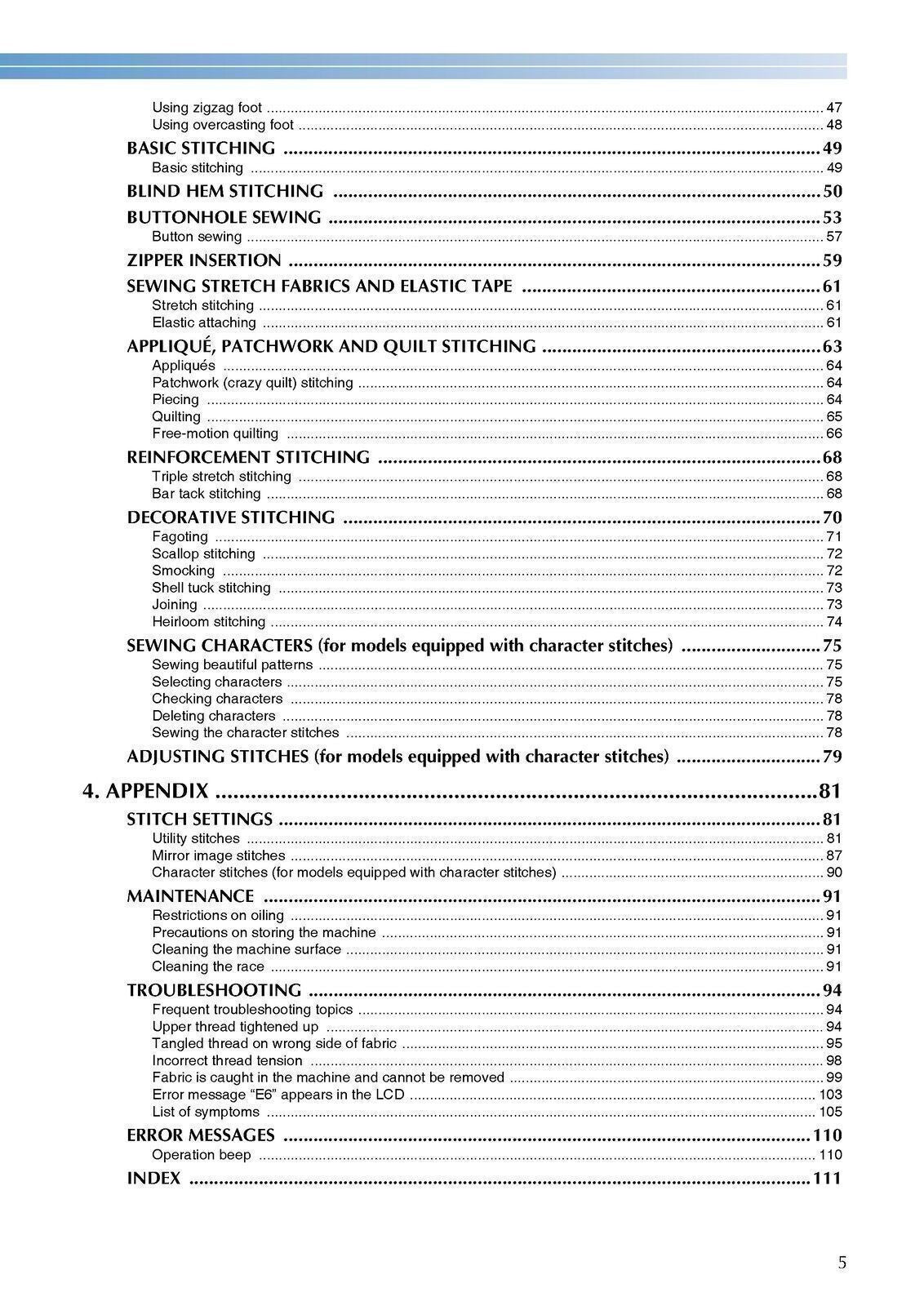 Brother SQ9185 Sewing Machine User Instruction Manual TOUGH WIRE BINDING, COVERS