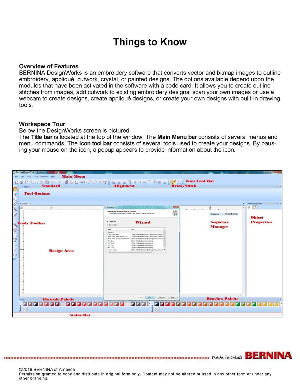 BERNINA DesignWorks Software Workbook 1 Basics - Steel Wire Bound, Tough Covers
