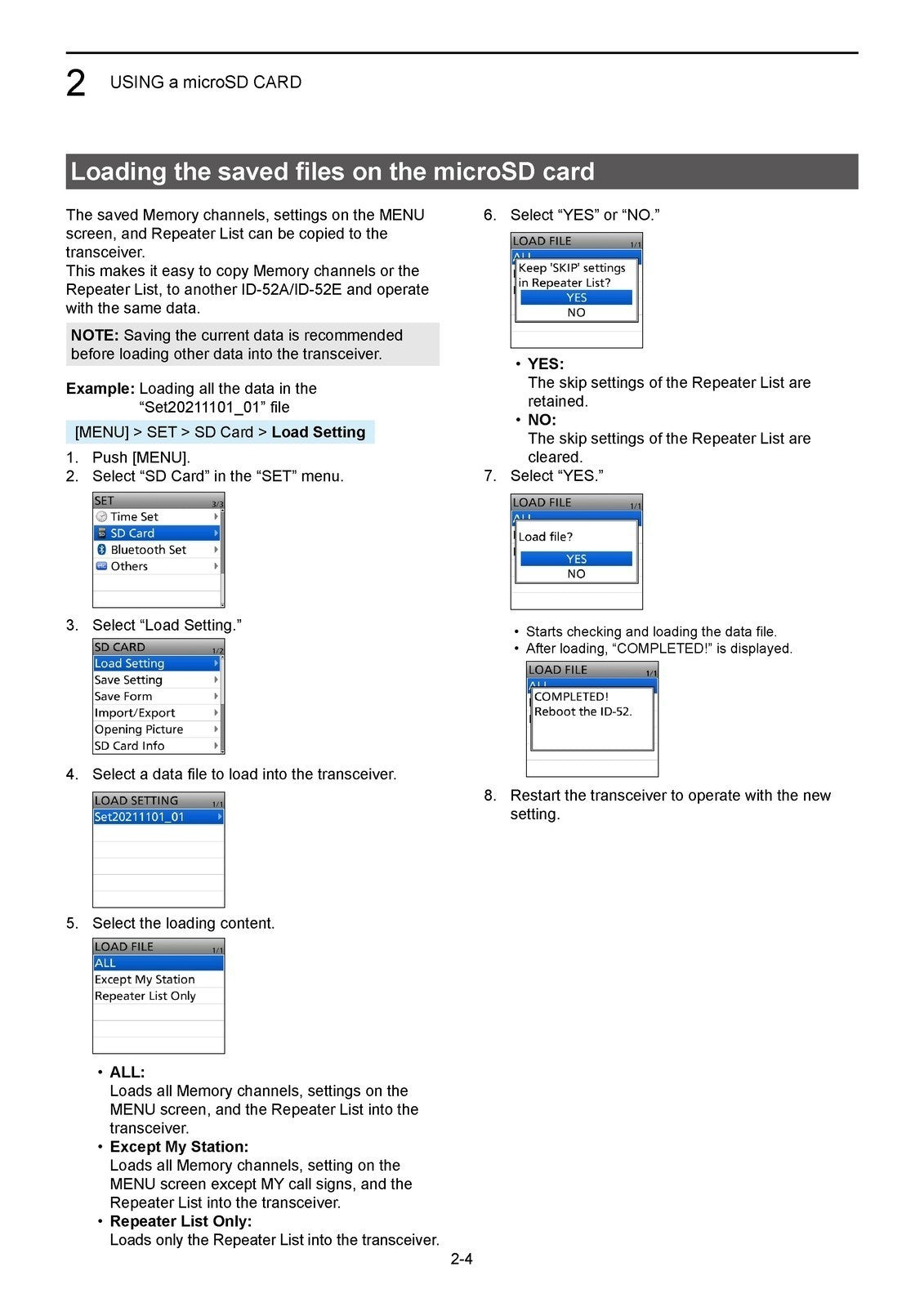 ICOM ID-52A ID-52E TRANSCEIVER ADVANCED MANUAL - STEEL WIRE BOUND - TOUGH COVERS