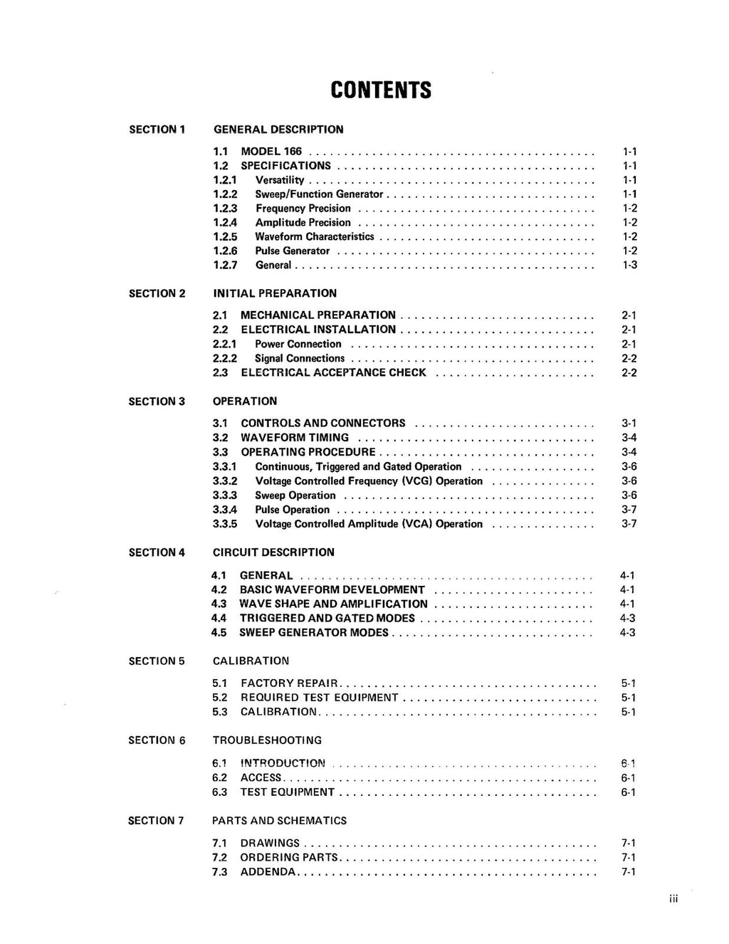 WAVETEK Model 166 Function Generator Instruction Manual - BOUND,COVERS, FOLDOUTS
